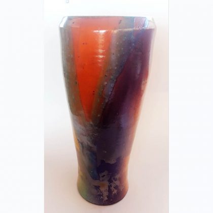 Heede-orange Raku vase-1
